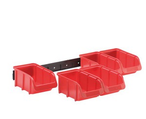 Sichtboxen-Set, PP, mit Kunststoffschiene, rot, B115 mm