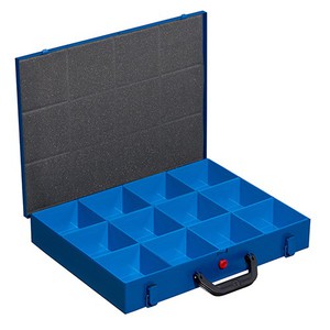 Kleinteilekoffer EuroPlus Pro >M< 44H-12, blau, 12 Einsatzboxen