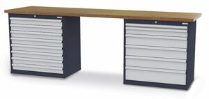 Reihenwerkbank inkl. 2 x Schubladenschrank 2500x600x960 mm