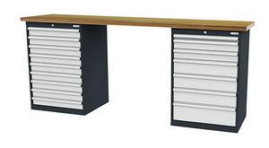 Reihenwerkbank inkl. 2 x Schubladenschrank 2500x600x1060 mm