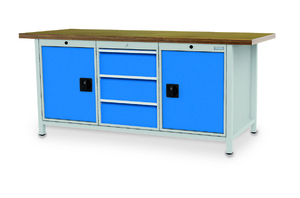 Werkbank | Kastenwerkbank 3 x Schublade 2 x Fl�gelt�r B/T/H 2000x750x859 mm