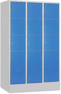 Schlie�fachschrank, 3 Abteile, 15 F�cher, Abteilbreite 300 mm