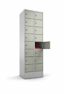 Schlie�fachschrank, 2 Abteile, 16 F�cher, Abteilbreite 300 mm