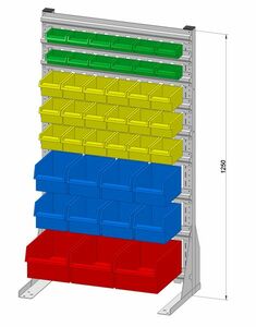 Standregal einseitig inkl. 41 Sichtboxen 720x1250 mm