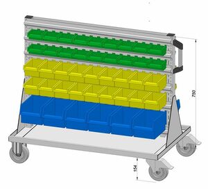 Fahrregal beidseitig inkl. 84 Sichtboxen 1030x905 mm