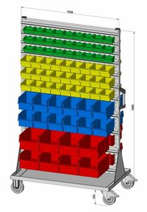 Fahrregal beidseitig inkl. 148 Sichtboxen 1030x1740 mm