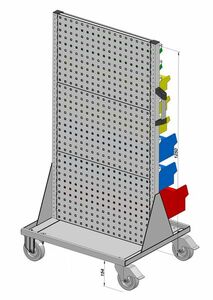 Fahrregal beidseitig inkl. 41 Sichtboxen 720x1405 mm