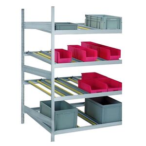 Durchlaufregal Anbau, 4 Ebenen H/B/T 200x1300x1200 mm