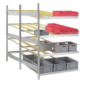 Durchlaufregal Anbau, 4 Ebenen, H/B/T 2000x1300x2400 mm