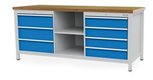Werkbank | Kastenwerkbank 7 x Schublade 2 x Fachboden B/T/H 2000x750x959 mm
