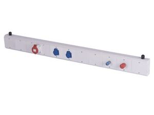 Energiekanal Breite 1375 mm, 2x Schuko-Steckdose mit Deckel, 1x Druckluftanschluss, 1x CEE-Steckdose