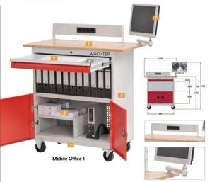 Mobile Office mit Fachboden B/T/H 1200x700x1196 mm