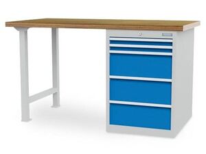 Werkbank | Reihenwerkbank 1 x Schubladenschrank, 5 Schubladen B/T/H 1500x750x859 mm