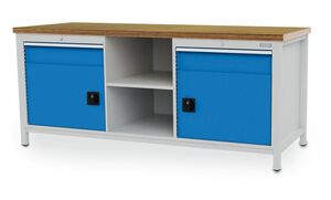 Werkbank | Kastenwerkbank 2 x Schublade 2 x Flgeltr B/T/H 2000x750x859 mm
