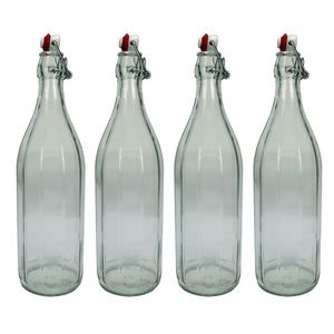4x Design Glasflasche mit Bgelverschluss, Bgelflasche 1 Liter / 1000 ml / 100 cl