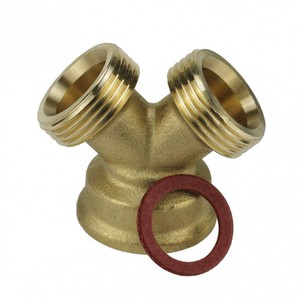 2-Wege Verteiler Y-Stck Gabelstck Eckventiladapter allseitig 3/4 Messing 