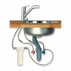 Alvito Einbau-Filtersystem Untertisch mit 3 Wege Wasserhahn Chrom Premium H�he ca. 33 cm