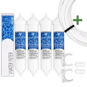 4 x DD-7098 Wasserfilter + Schlauch, Halteklammern u. Verbinder GRATIS