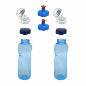 2x 0,75L Kavodrink Wasserflasche Trinkflasche + 2x FlipTop + 2x Push-Pull