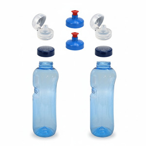 2x 1,0L Kavodrink Wasserflasche mit Lebensblume Deckel + 2x FlipTop + 2x Push-Pull