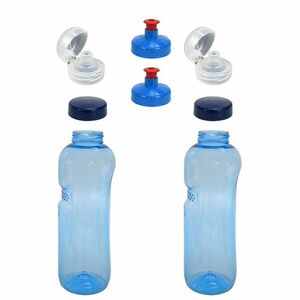 2x 1,0L Kavodrink Wasserflasche Trinkflasche + 2x FlipTop + 2x Push-Pull