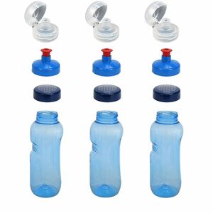 3x 0,5L Kavodrink Wasserflasche mit Lebensblume-Deckel + 3x FlipTop + 3x Push-Pull