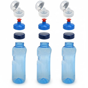 3x 0,75L Kavodrink Wasserflasche mit Lebensblume Deckel + 3x FlipTop + 3x Push-Pull