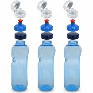 3x 1,0L Kavodrink Wasserflasche Trinkflasche + 3x FlipTop + 3x Push-Pull