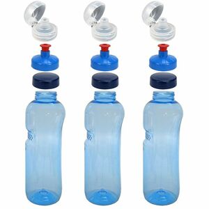 3x 1,0L Kavodrink Wasserflasche Trinkflasche + 3x FlipTop + 3x Push-Pull