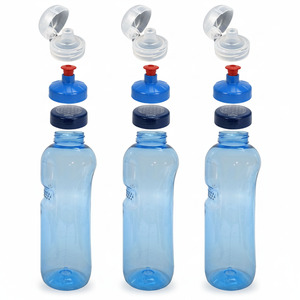 3x 1,0L Kavodrink Wasserflasche mit Lebensblume Deckel + 3x FlipTop + 3x Push-Pull