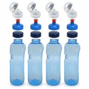 4x 1,0L Kavodrink Wasserflasche Trinkflasche + 4x FlipTop + 4x Push-Pull