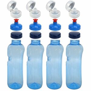 4x 1,0L Kavodrink Wasserflasche Trinkflasche + 4x FlipTop + 4x Push-Pull