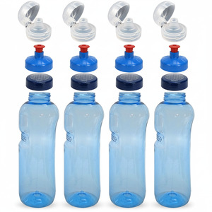 4x 1,0L Kavodrink Wasserflasche mit Lebensblume Deckel + 4x FlipTop + 4x Push-Pull