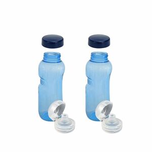 2x Original Kavodrink Tritan Trinkflasche 0,5 L Wasserflasche BPA frei + 2x Trinkdeckel Flip Top