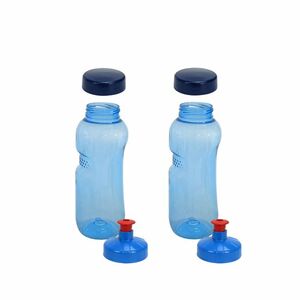 2x Kavodrink Tritan 0,5 L Wasserflasche (BPA frei) + 2x Trinkdeckel Push-Pull mit Trinknippel Flasche Sport