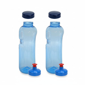 2x Kavodrink Tritan 1 L Wasserflasche (BPA frei) + 2x Trinkdeckel Push-Pull mit Trinknippel Flasche Sport