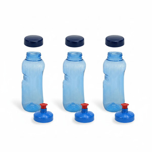 3x Kavodrink Tritan 0,5 L Wasserflasche (BPA frei) + 3x Trinkdeckel Push-Pull mit Trinknippel Flasche Sport