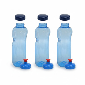 3x Kavodrink Tritan 1 L Wasserflasche (BPA frei) + 3x Trinkdeckel Push-Pull mit Trinknippel Flasche Sport