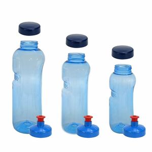 Original Kavodrink Tritan 0,5 + 0,75 + 1 L Wasserflasche BPA frei + 3 x Trinkdeckel Push-Pull Trinkflasche