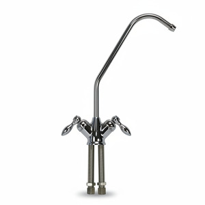 Umkehrosmose Doppelwasserhahn 2-Wege-Hahn verchromt mit Keramikventil f�r 1/4 Schl�uche