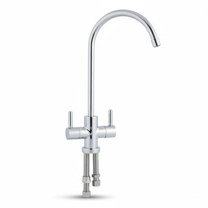 Umkehrosmose Design Doppelwasserhahn 2-Wege-Hahn verchromt mit Keramikventil f�r 1/4 Schl�uche