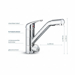 TWL Vario Wasserfiltergeh�use Premium mit 4-Wege-Hahn Flach in Chrom-Optik f�r Niederdruck