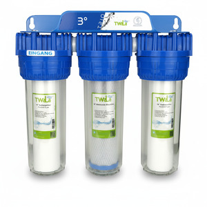 TWaLa 3-Stufen Wasserfiltergeh�use Hauswasserwerk mit Messing 3/4? Anschluss inkl. Filterpatronen