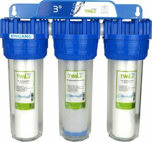 TWaLa 3-Stufen Wasserfiltergehuse Hauswasserwerk mit Messing 3/4? Anschluss inkl. Filterpatronen