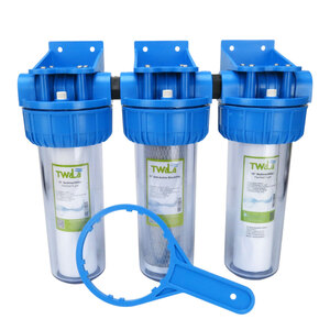 TWaLa 3-Stufen Wasserfiltergeh�use Hauswasserwerk mit Messing 3/4? Anschluss inkl. Filterpatronen