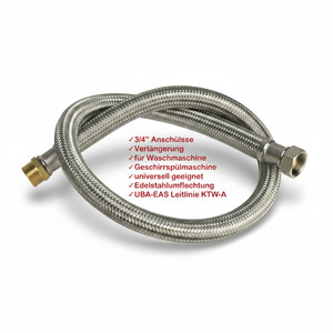 Zulaufschlauch Verl�ngerung mit Edelstahlumflechtung 3/4 AG x 3/4 IG - Waschmaschinenschlauch Sp�lmaschinenschlauch Flexschlauch Panzerschlauch Schlauch (1m lang)