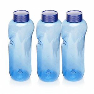 3x Kavodrink Trinkflasche aus Tritan 1,0 Liter, ohne Weichmacher & BPA enth�lt neue blaue Deckel mit integrierter Dichtung auslaufsicher
