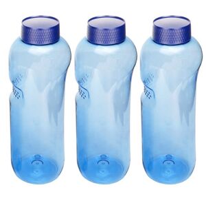 3x Kavodrink Trinkflasche aus Tritan 1,0 Liter, ohne Weichmacher & BPA enth�lt neue blaue Deckel mit integrierter Dichtung auslaufsicher