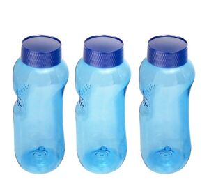 3x Kavodrink Trinkflasche aus Tritan 0,5 Liter, ohne Weichmacher & BPA enth�lt neue blaue Deckel mit integrierter Dichtung auslaufsicher