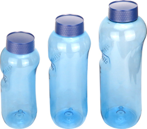 3x Kavodrink Trinkflasche aus Tritan 0,5 + 0,75 + 1,0 Liter, ohne Weichmacher & BPA enth�lt neue blaue Deckel mit integrierter Dichtung auslaufsicher